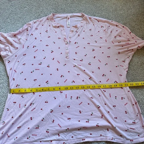 4X Skims Cherry Blossom Henley Style Button PJ Top Pink Cherry Print - Picture 3 of 7